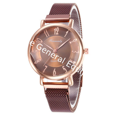 WJ-8569 Good Quality Wholesale Gold Alloy Case Women Hand Magnet Buckle Women Ladies Mesh Watch