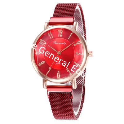 WJ-8569 Good Quality Wholesale Gold Alloy Case Women Hand Magnet Buckle Women Ladies Mesh Watch