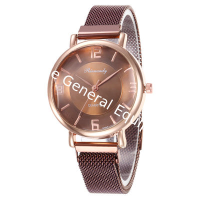 WJ-8568 Sky Alloy Face Fashion Charm Ladies Stainless Steel Magnetic Woman Mesh Wrist Watch