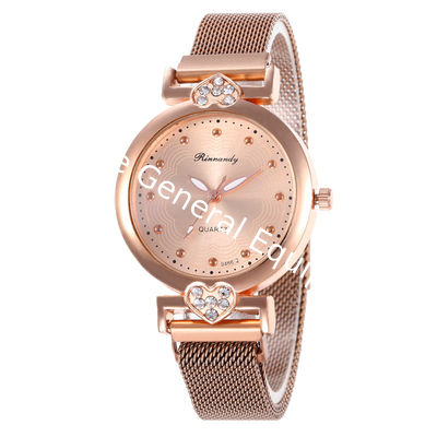 WJ-8565 Wholesale High Quality Alloy Case Rose Gold Hand Magnet Buckle Women Mesh Wrist Watch