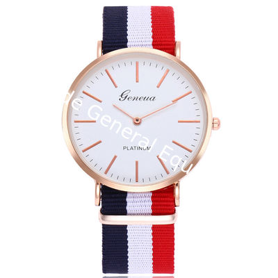 WJ-3395-2 Cheap Interchangeable Nylon Strip Strap Rose Gold Ultra Thin Case Custom Dial OEM Watch