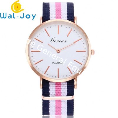 WJ-3395-2 Cheap Interchangeable Nylon Strip Strap Rose Gold Ultra Thin Case Custom Dial OEM Watch