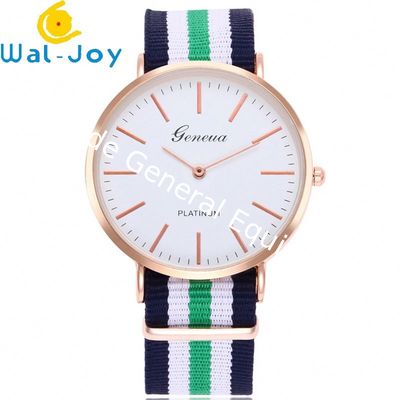 WJ-3395-2 Cheap Interchangeable Nylon Strip Strap Rose Gold Ultra Thin Case Custom Dial OEM Watch