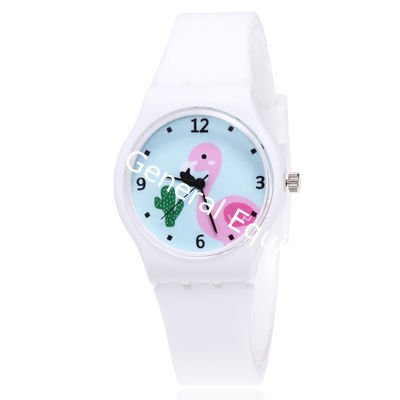 WJ-8378 Beautiful Ladies Silicone Watch Band Plastic Case Watch