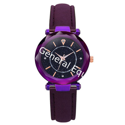WJ-8416 Women Fashion Wrist Black Band Alloy Case Leather Watch Strap 11 Colors Ladies Wrist Watch