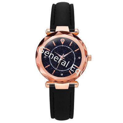 WJ-8416 Women Fashion Wrist Black Band Alloy Case Leather Watch Strap 11 Colors Ladies Wrist Watch