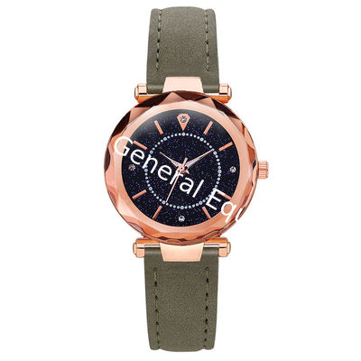 WJ-8416 Women Fashion Wrist Black Band Alloy Case Leather Watch Strap 11 Colors Ladies Wrist Watch