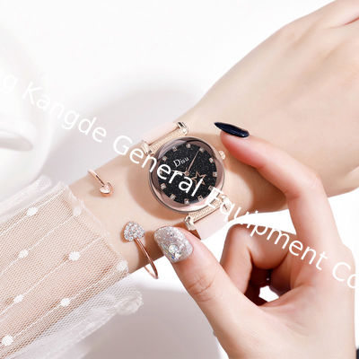 WJ-8427 Fashion Blue Leather Strap Red Band Quality Assurance Alloy Watch Case Women Fashion Watch