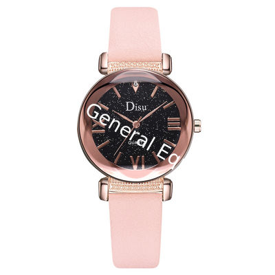 WJ-8426 Women Fashion Wrist Quality Assurance 8 Colors Alloy Watch Case Pink Leather Strap Watch