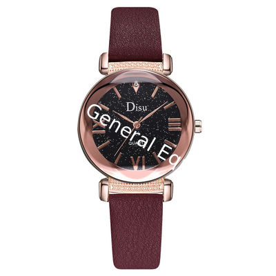 WJ-8426 Women Fashion Wrist Quality Assurance 8 Colors Alloy Watch Case Pink Leather Strap Watch