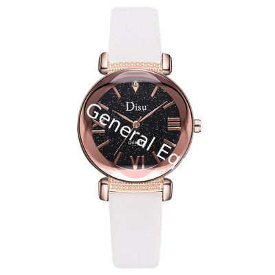 WJ-8426 Women Fashion Wrist Quality Assurance 8 Colors Alloy Watch Case Pink Leather Strap Watch