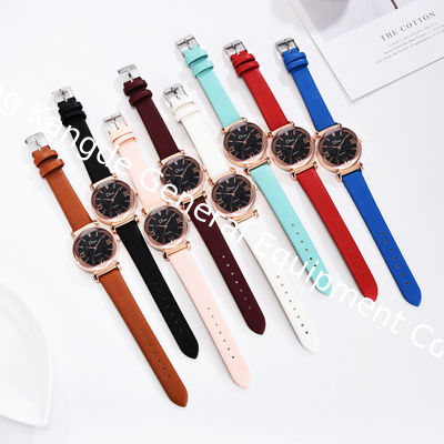 WJ-8426 Women Fashion Wrist Quality Assurance 8 Colors Alloy Watch Case Pink Leather Strap Watch
