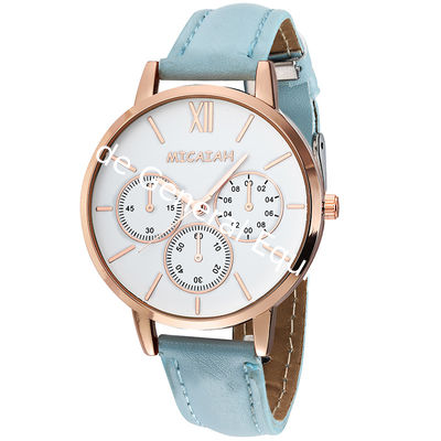WJ-8424 Women Fashion Wrist Leather Strap Alloy Watch Case Analog Watch