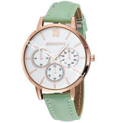 WJ-8424 Women Fashion Wrist Leather Strap Alloy Watch Case Analog Watch