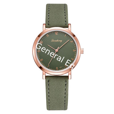 WJ-8411 Woman Alloy Watch Case Quartz Leather Band Watch