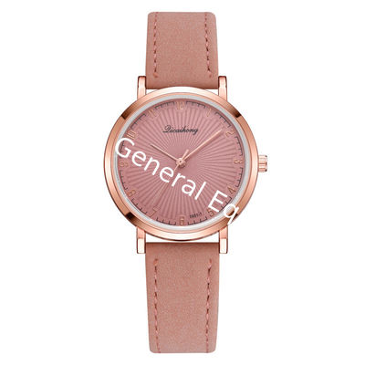 WJ-8411 Woman Alloy Watch Case Quartz Leather Band Watch