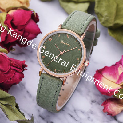 WJ-8411 Woman Alloy Watch Case Quartz Leather Band Watch