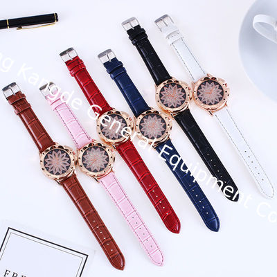 WJ-7804 Fashion Casual Creative Women's Watch Leather Strap Petal Rhinestone Watch Cross-border Trend Quartz Handwatch