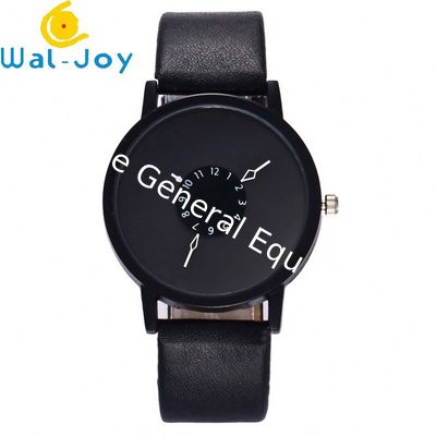 WJ-6389 Leather Band Quartz Turntable Dial Personality Fashion Lady Watch