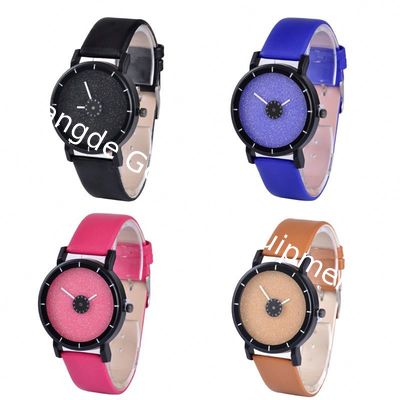 WJ-6389 Leather Band Quartz Turntable Dial Personality Fashion Lady Watch
