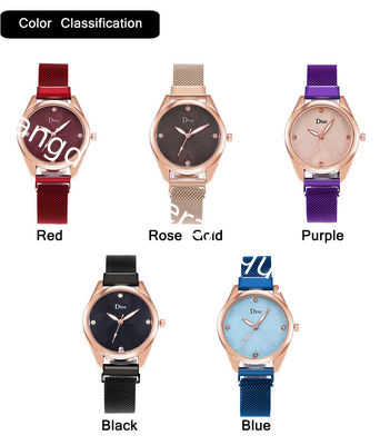 WJ-8456 Charm Fashion Good Quality Women Magnetic Watch Strap Stainless Steel Mesh Band Watch