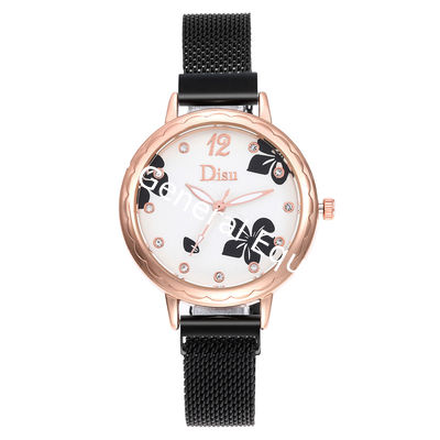 WJ-8460 New Fashion Flower Watch Ladies China Factory Alloy Case Stainless Steel Band Mesh Watch