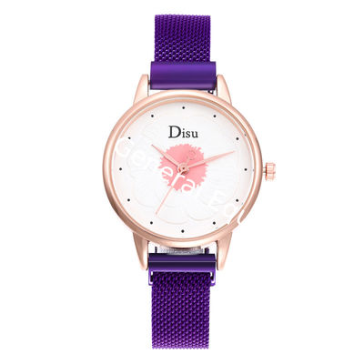 WJ-8457 Fashion Smart Women Quality Assurance Purple Magnetic Watch Strap Stainless Steel Band Watch