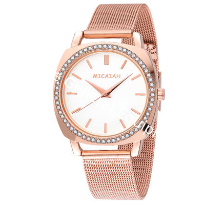 WJ-8422 New Design Fashion Girls Stainless Steel Mesh Band Analog Quartz Watch