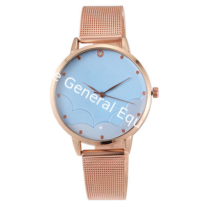 WJ-8082 New Cheap Woman Analog Quartz Stainless Steel Mesh Band Watch