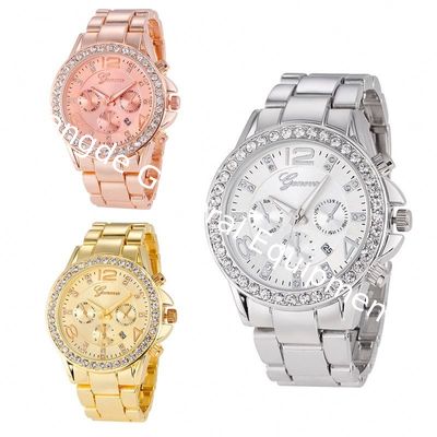 WJ-6433 Yiwu Factory Stock Fashion Gold Luxury Lady Wristwatch Alloy Women Wrist Watch Jewelry Watches for female