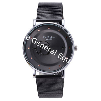 WJ-8070 Fashion Men  Black Steel Mesh Hand Watch