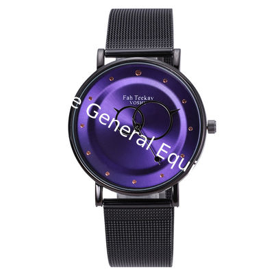 WJ-8070 Fashion Men  Black Steel Mesh Hand Watch