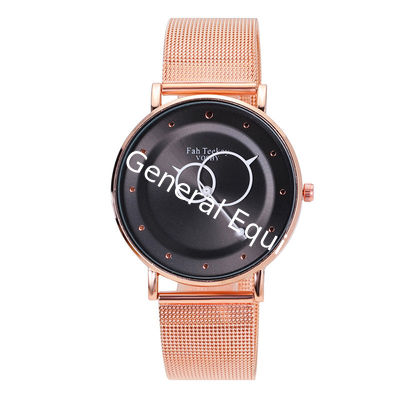 WJ-8070 Fashion Men  Black Steel Mesh Hand Watch