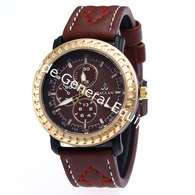 WJ-7971Men Black Quartz Wrist Leather Watch
