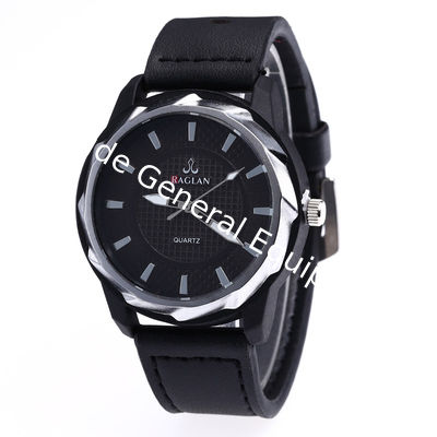 WJ-7969 Fashion Men Black  Leather Strap Wrist Watch