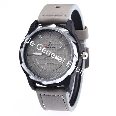 WJ-7969 Fashion Men Black  Leather Strap Wrist Watch