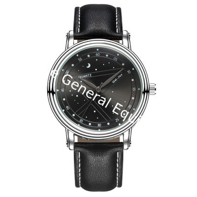 WJ-8109 Newest Starry Sky Face Design Attractive Leather Band Vogue Quartz OEM Male Waterproof Watch