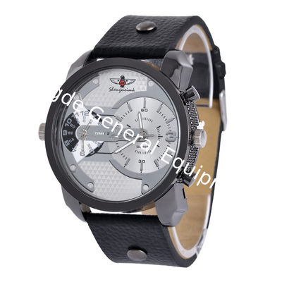 WJ-5381 personality double time fashion student quartz charming leather men watch