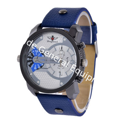 WJ-5381 personality double time fashion student quartz charming leather men watch