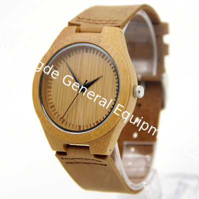 WJ-5356 genuine real leather strap original japan movement wood watches men