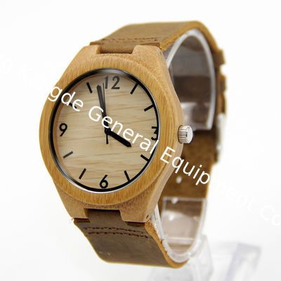 WJ-5356 genuine real leather strap original japan movement wood watches men