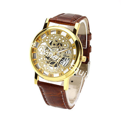 WJ-4136 Leather Casual Top Selling Hollow Quartz Watch