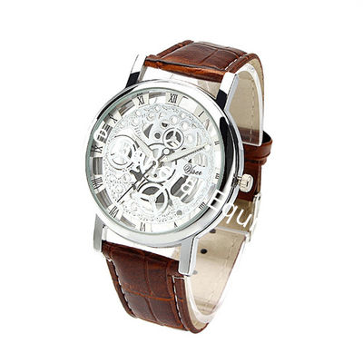 WJ-4136 Leather Casual Top Selling Hollow Quartz Watch