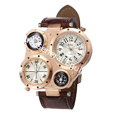 WJ-5281 multifunction water resistant double movement with compass personality newest men watch