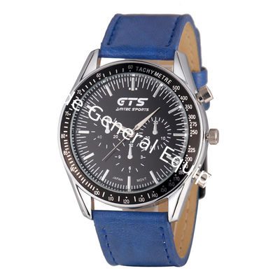 WJ-5434 newest hot sale GTS stylish stainless steel back leather band quartz men watch