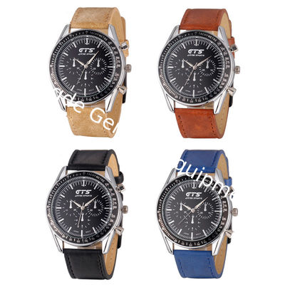 WJ-5434 newest hot sale GTS stylish stainless steel back leather band quartz men watch