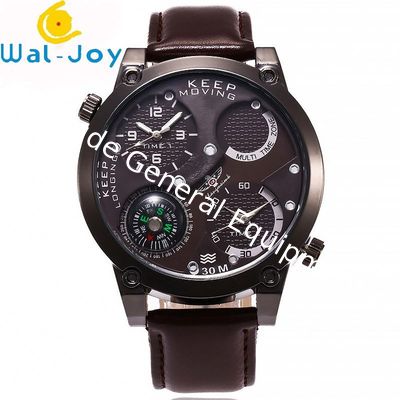 WJ-6641 Double Movement Big Dial Leather Men Watch