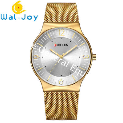 WJ-7428 CURREN 8304 Ultra-thin Round Luxury Men's Watch Minimalist Digital Net Band Wrist-watch Waterproof Imported Wick Watch