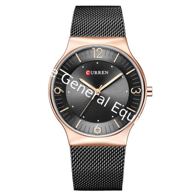 WJ-7428 CURREN 8304 Ultra-thin Round Luxury Men's Watch Minimalist Digital Net Band Wrist-watch Waterproof Imported Wick Watch