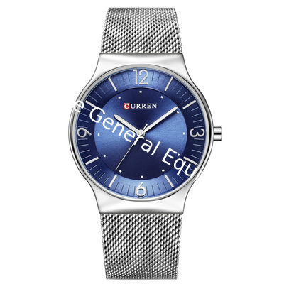 WJ-7428 CURREN 8304 Ultra-thin Round Luxury Men's Watch Minimalist Digital Net Band Wrist-watch Waterproof Imported Wick Watch